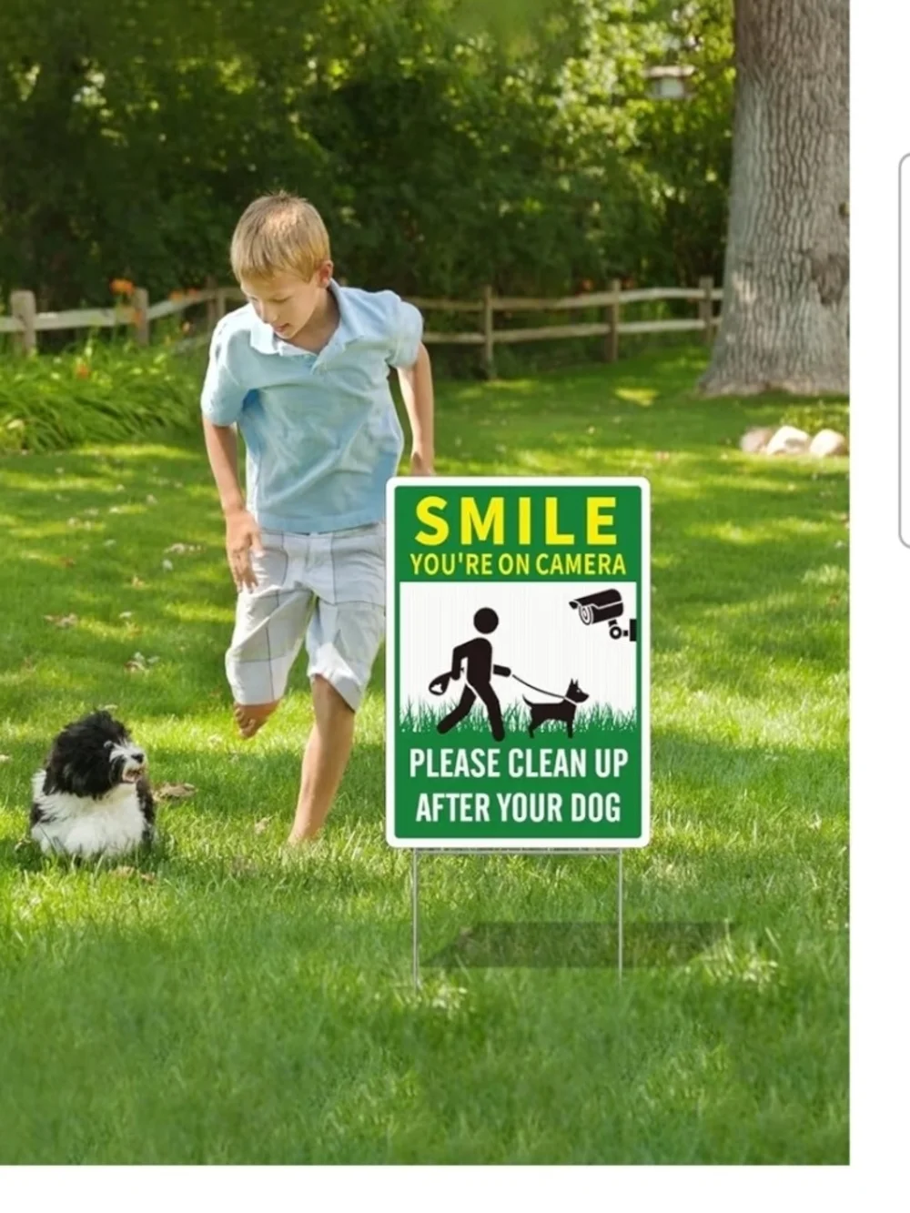 2 Pack Clean UP After Your Dog Signs, Funny Smile You're On Camera Yard Sign